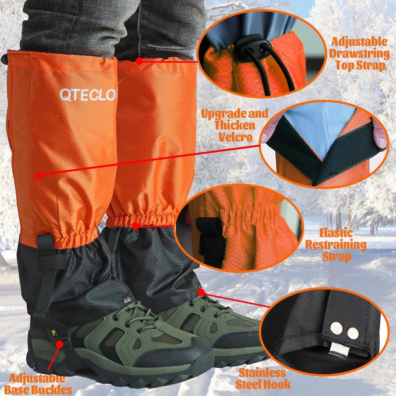 QTECLOR Men/Women Adjustable Leg Gaiters, Teen Adult Snow Shoe Gaiters for Hiking, Snowshoeing Lightweight Boot Gaiters - Image 2
